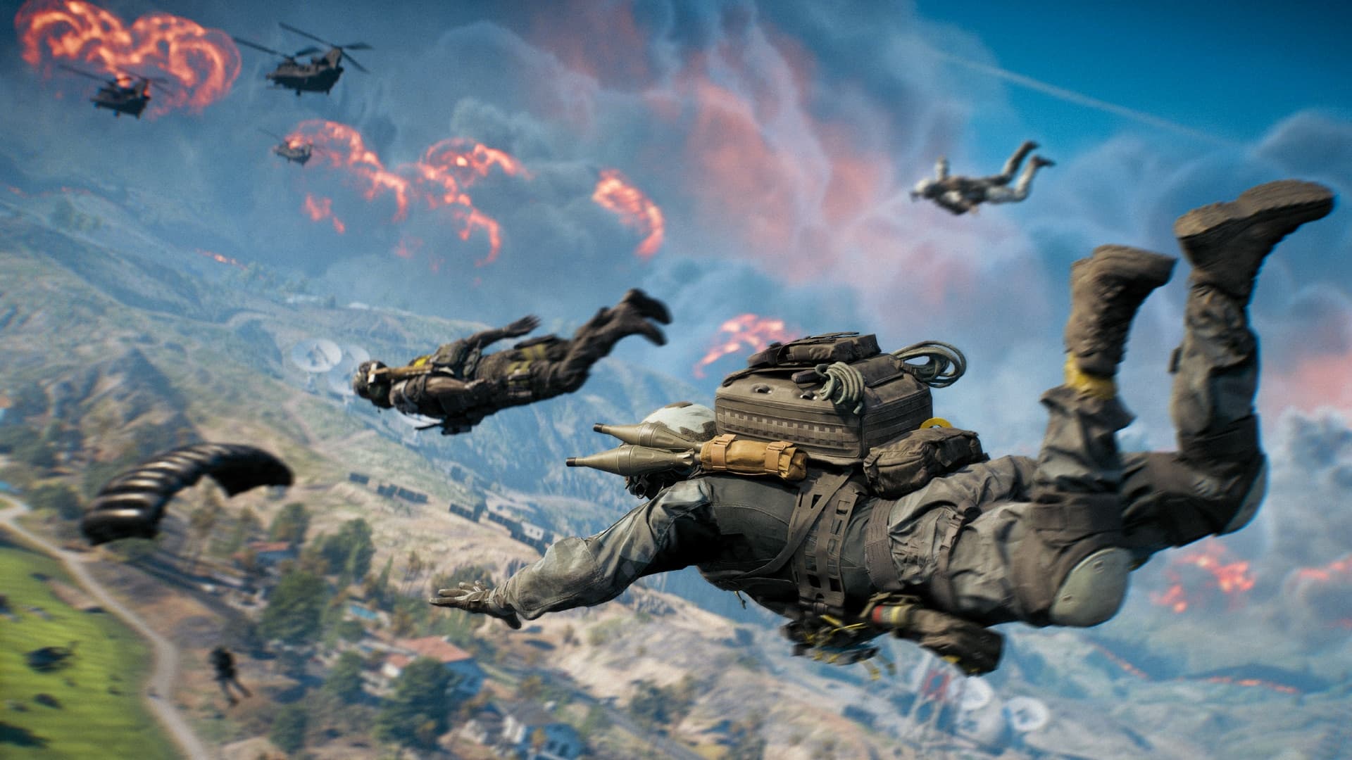 REDSEC soldiers dropping into a combat zone